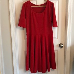 Red LulaRoe Nicole Fit and Flare- Date Night Dress